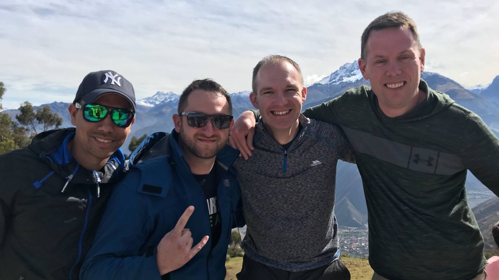 group of men having fun in the countryside