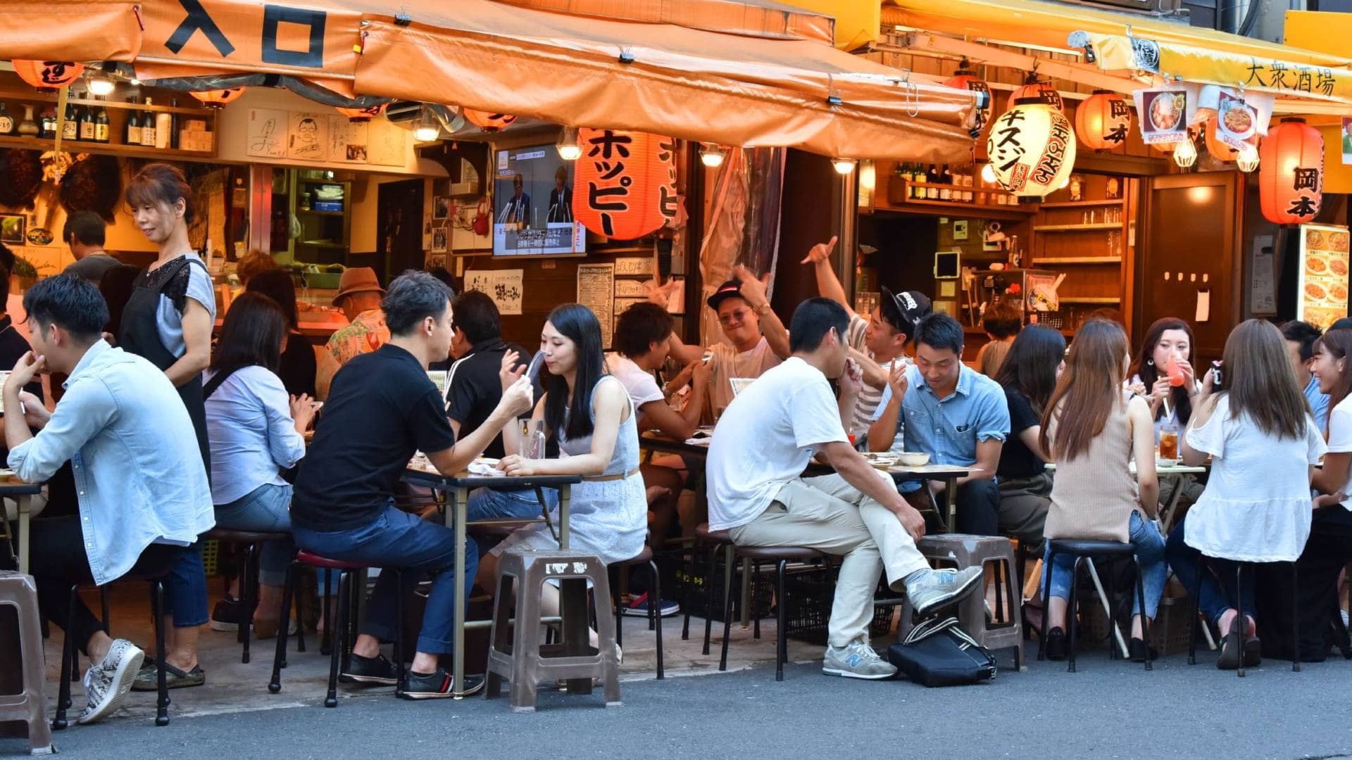 group of people in a tokyo cafe
