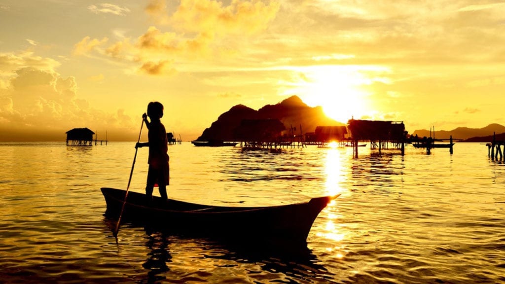 paddling on a boat