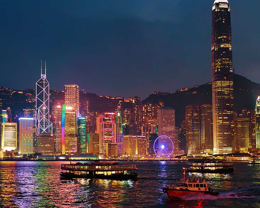 Hong Kong harbour by night