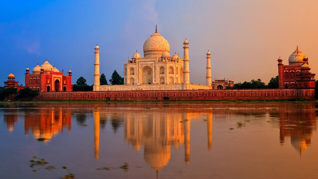 The Taj Mahal at sundown