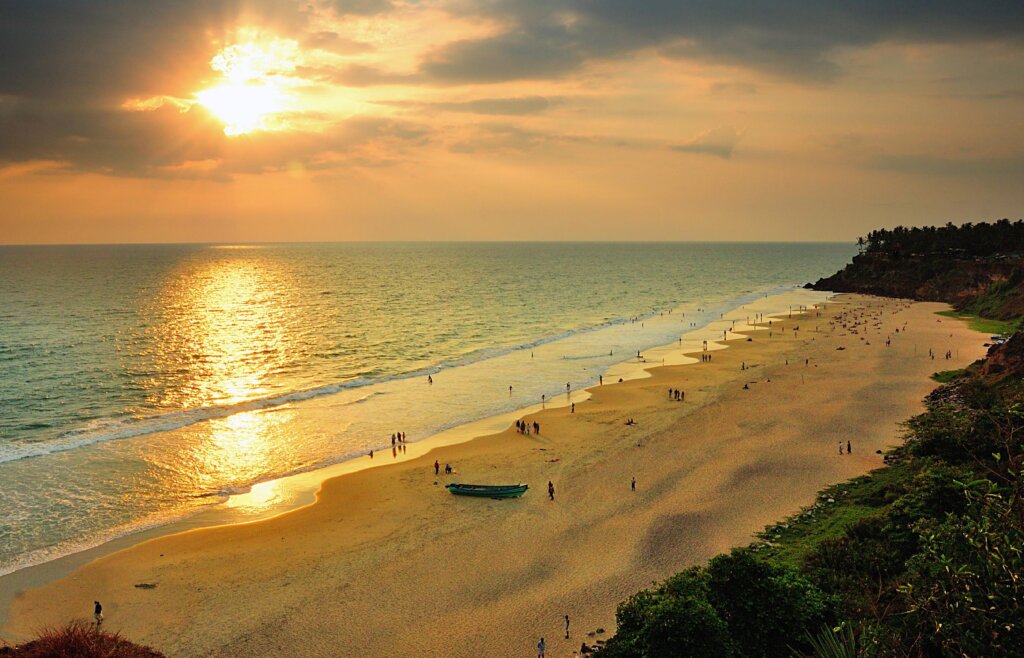 A sunset at Marari beach in Kerala