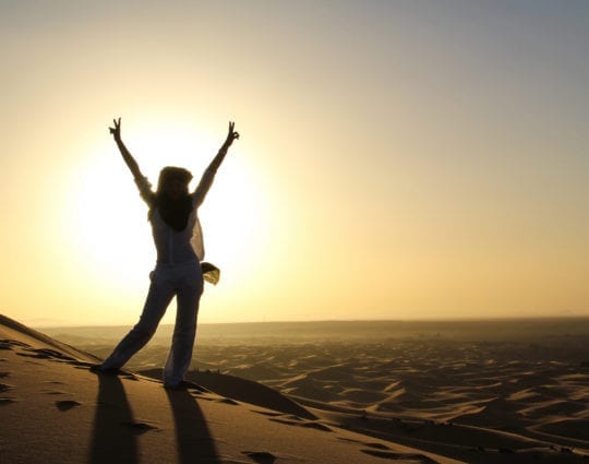 happy girl in desert