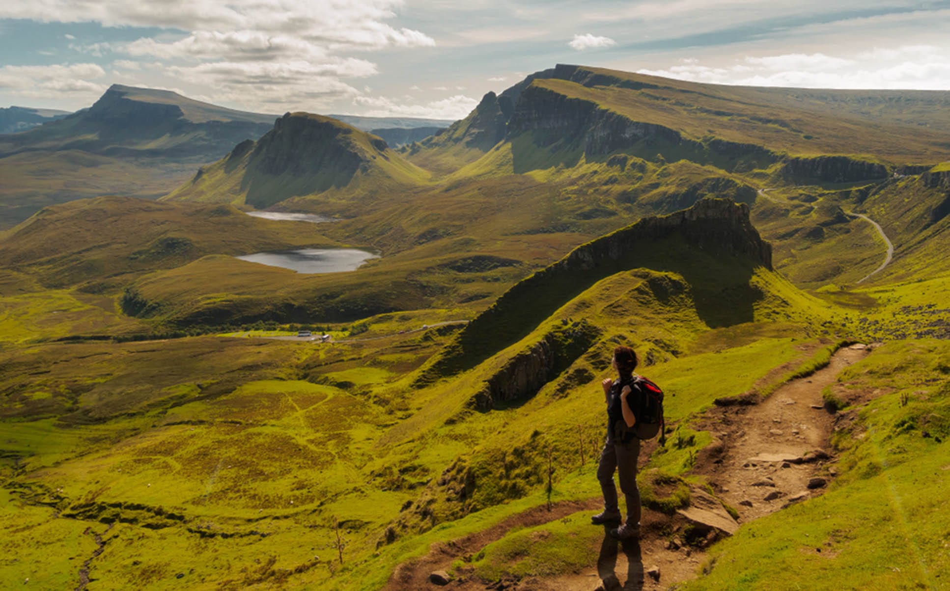 Girl hiking in the Quiraing,Quiraing