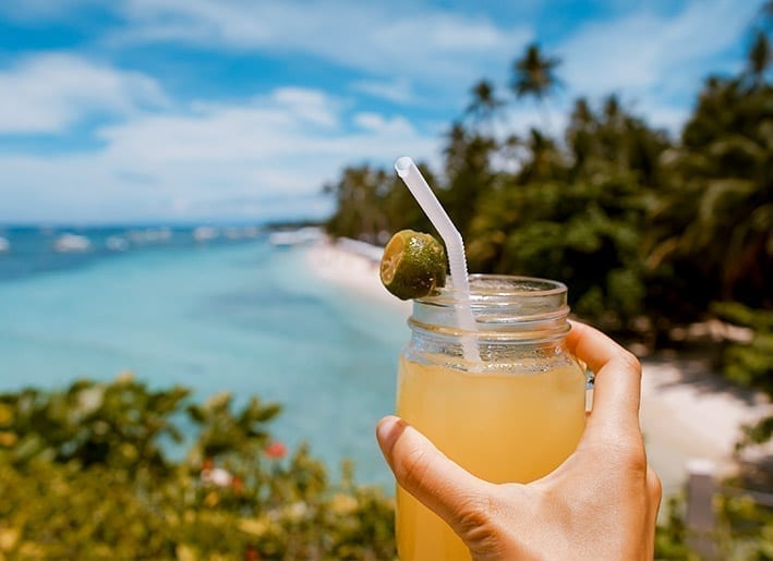 Rum cocktails on the beach