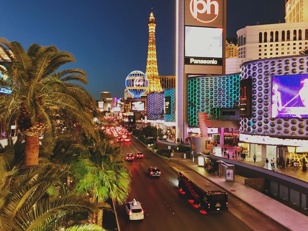 The Las Vegas strip illuminated at night