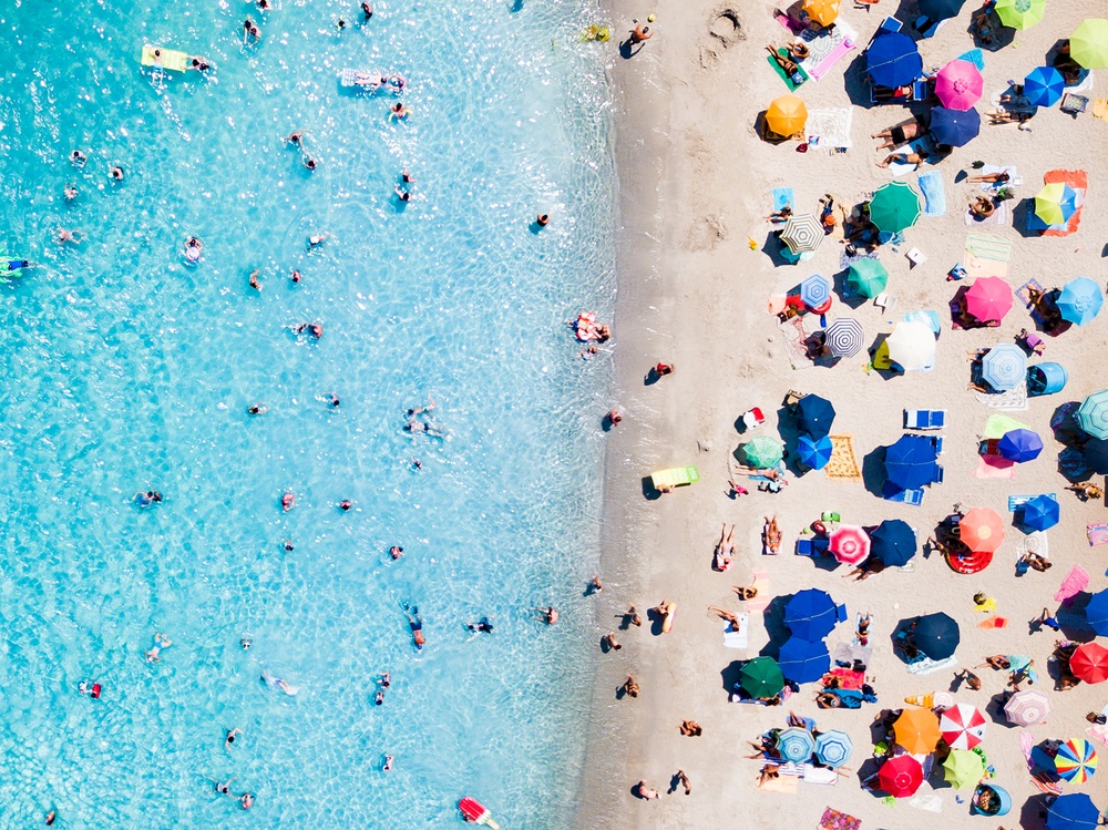 An Italian beach scene on the island of Sardinia