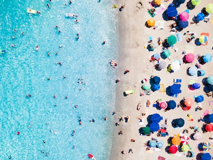 An Italian beach scene on the island of Sardinia