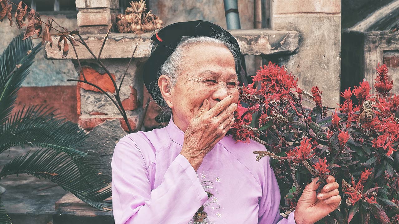 Excited lady: positive speech feeds positive thinking