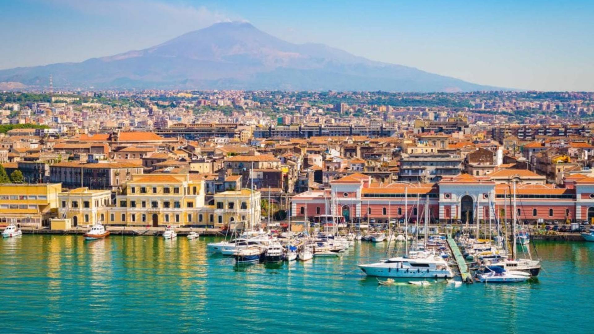a view of the harbour in catania sicily in september