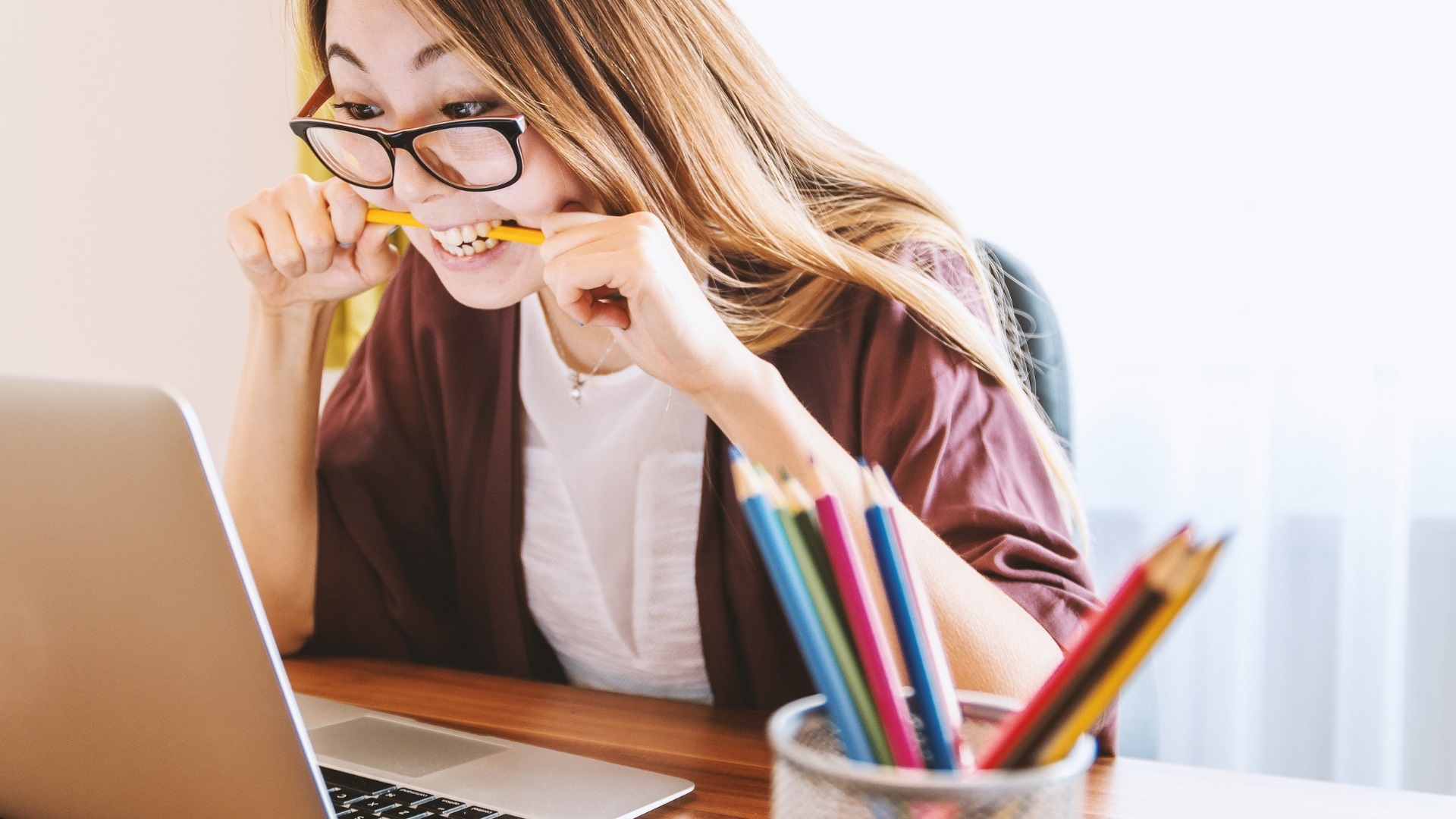 Woman looking at a computer