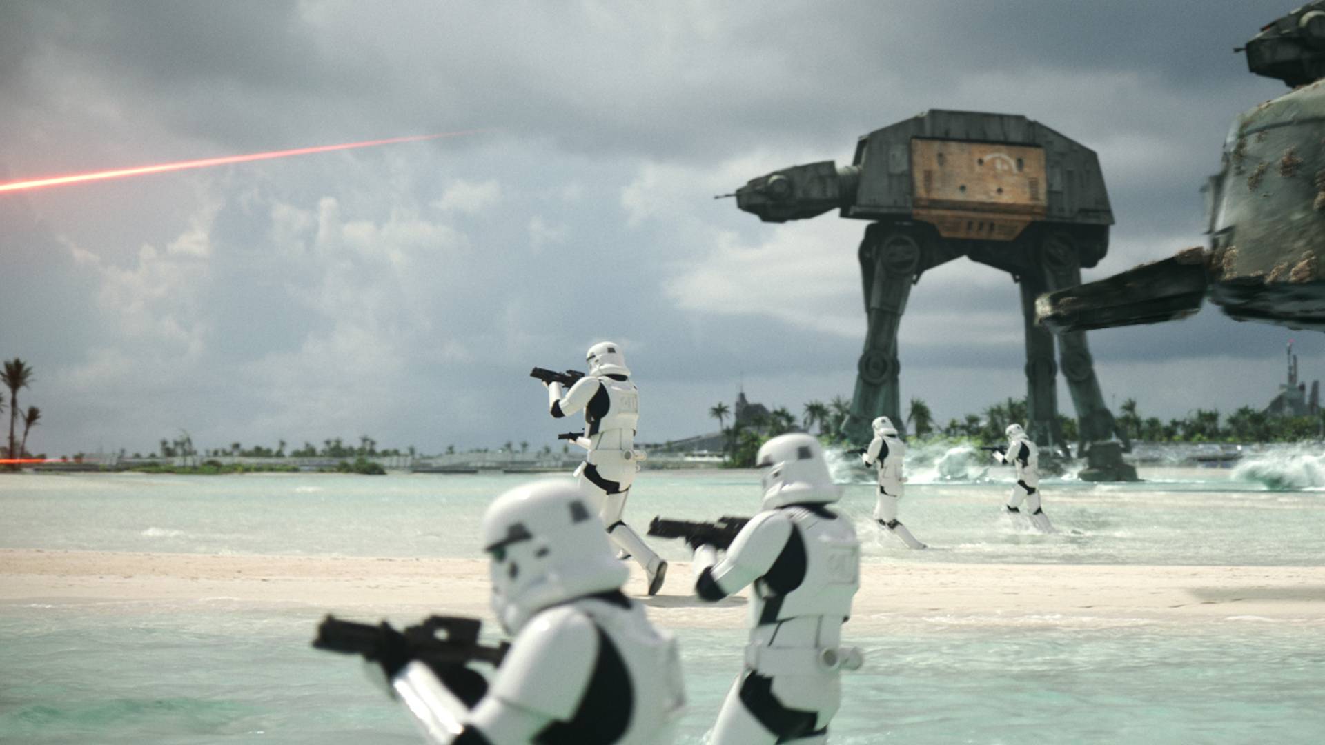 battle scene from rogue on on a beach in the maldives