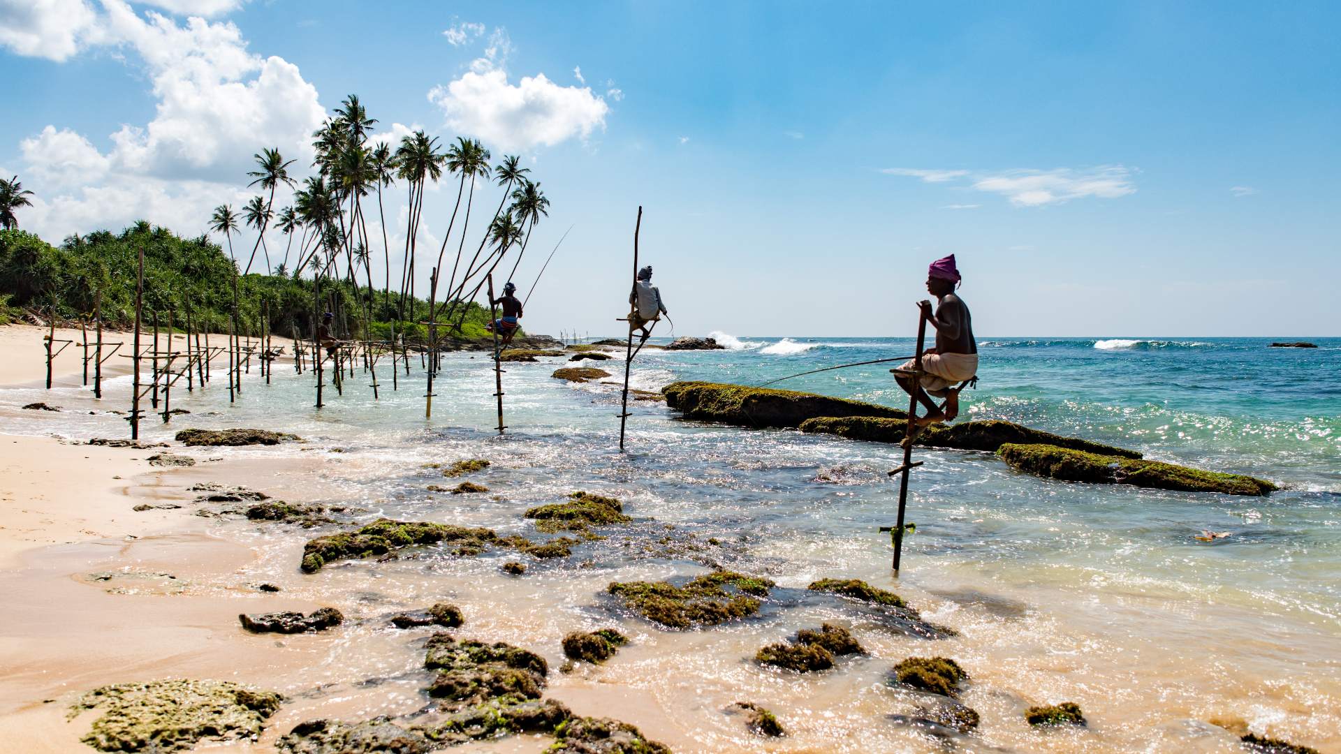 People on the beach in Sri Lanka
