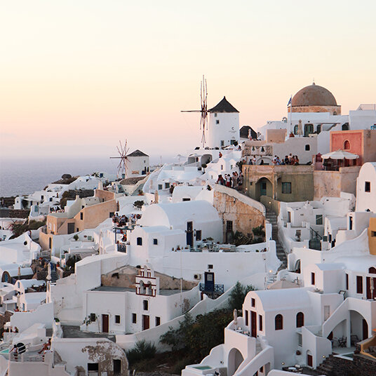 White houses in Santorini, Greece