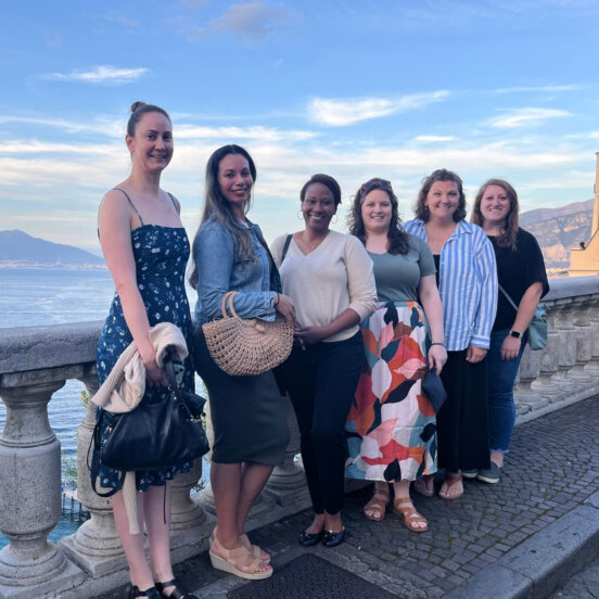 Errin Bratton and fellow solo travellers in Italy